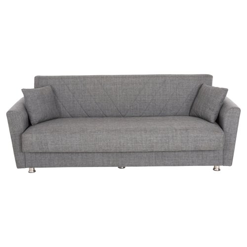 SCHLAFSOFA 3-SITZER ANDRE ANTHRAZIT-STOFF-STAUBRAUM 214x82x84Hcm