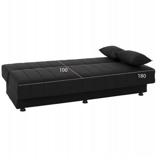 SCHLAFSOFA "ANDRI" 3-SITZER SCHWARZ 180x72x77 cm