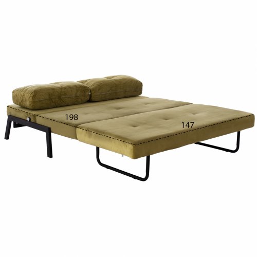 SCHLAFCOUCH AUS SAMT IN OLIVE GRÜN 2½ SITZE 150x87x79 cm