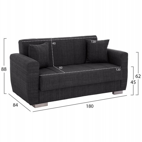 2-Sitzer-Schlafsofa in grau, 180x84x88 cm