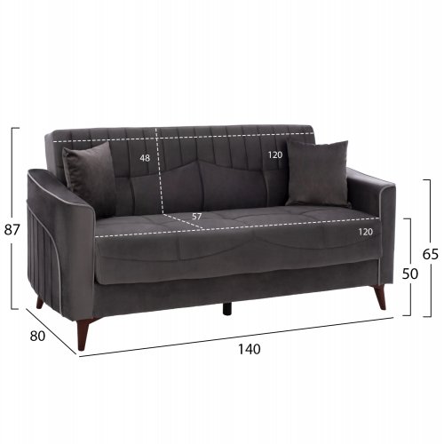 SCHLAFSOFA "PORTMAN" 2-SITZER IN GRAU 140x80x87 cm