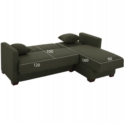 SCHLAFSOFA ECKE REVERSIBEL OLIVGRÜN 200x133x77cm