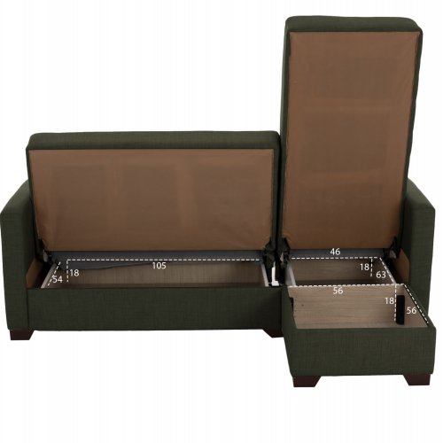 SCHLAFSOFA ECKE REVERSIBEL OLIVGRÜN 200x133x77cm