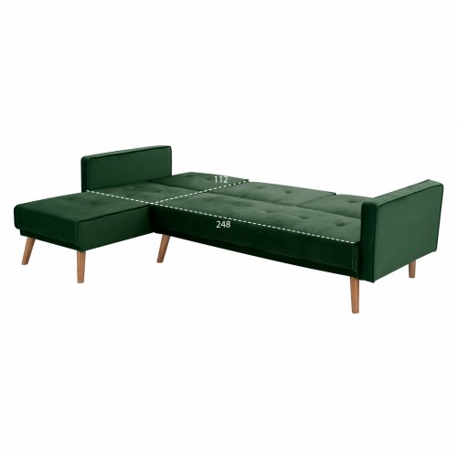 SOFA BED CORNER REVERSIBLE TALIA VELVET DARK GREEN 267x153x85 cm. WW3153.03