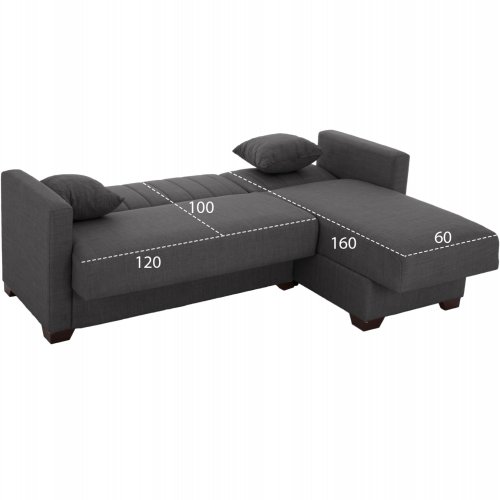 SCHLAFSOFA ECKE REVERSIBEL GRAU 200x133x77cm