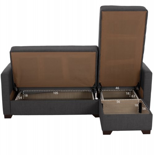 SCHLAFSOFA ECKE REVERSIBEL GRAU 200x133x77cm