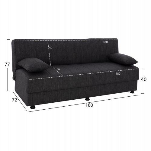 SCHLAFSOFA "ANDRI" 3-SITZER GRAU 180x72x77 cm