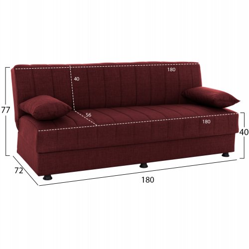 SCHLAFSOFA "ANDRI" 3-SITZER ROT 180x72x77 cm