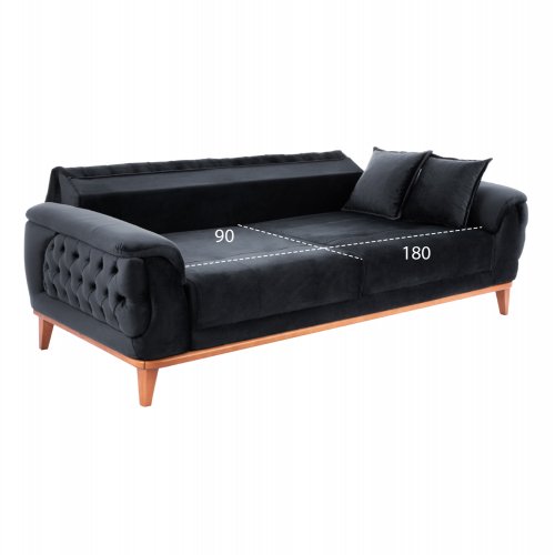ΚΑΝΑΠΕΣ ΚΡΕΒΑΤΙ BENNINGTON ΤΡΙΘΕΣΙΟΣ ΜΑΥΡΟ 240x95x80 εκ.