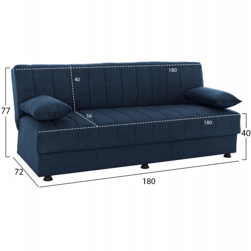 SCHLAFSOFA "ANDRI" 3-SITZER BLAU 180x72x77 cm