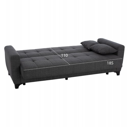 SCHLAFSOFA 3-SITZER HOHE RÜCKENLEHNE GRAU 225x84x88