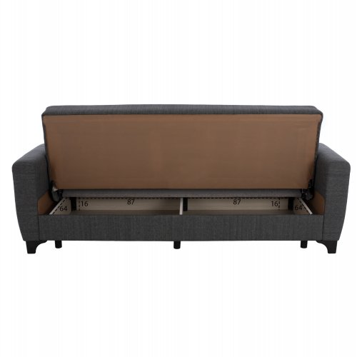 SCHLAFSOFA 3-SITZER HOHE RÜCKENLEHNE GRAU 225x84x88