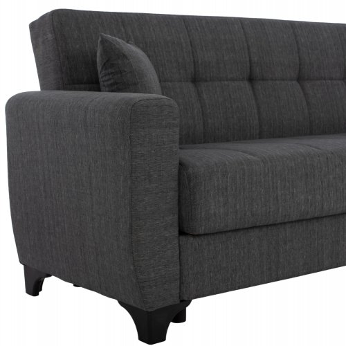 SCHLAFSOFA 3-SITZER HOHE RÜCKENLEHNE GRAU 225x84x88