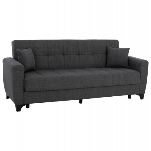 SCHLAFSOFA 3-SITZER HOHE RÜCKENLEHNE GRAU 225x84x88