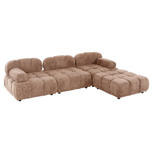 POLYMORPHES SOFA SHIFTER, STRUKTURIERTER STOFF IN HELLBRAUN, 290 x 196 x 76 cm