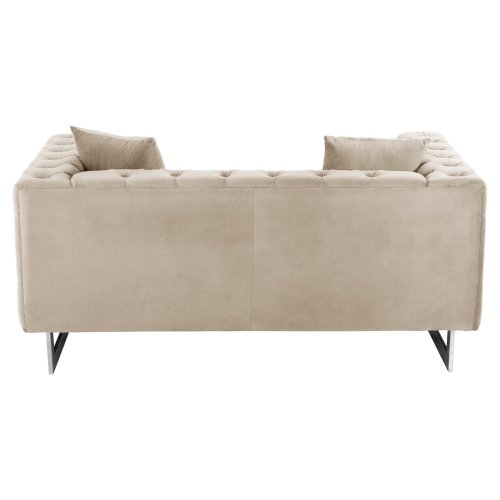 SOFA 2-SITZER t.CHESTERFIELD MOBAR CREME SAMT-METALLBEINE 154x85x68Hcm