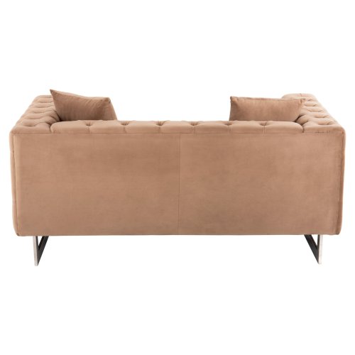 SOFA 2-SITZER t.CHESTERFIELD MOBAR BEIGE SAMT-METALLBEINE 154x85x68Hcm