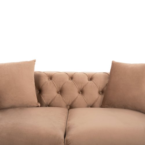 SOFA 2-SITZER t.CHESTERFIELD MOBAR BEIGE SAMT-METALLBEINE 154x85x68Hcm