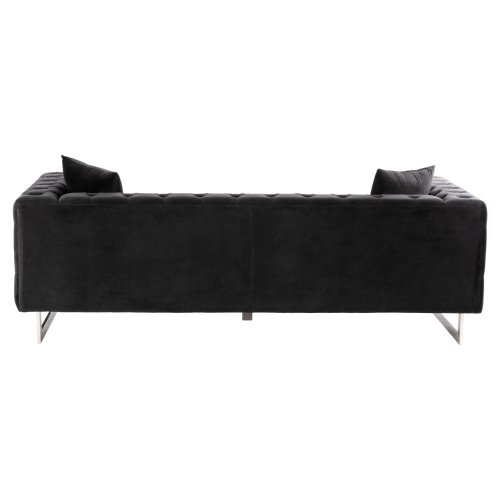 SOFA 3-SITZER t.CHESTERFIELD MOBAR SCHWARZ SAMT-METALLBEINE 212x87x68H cm
