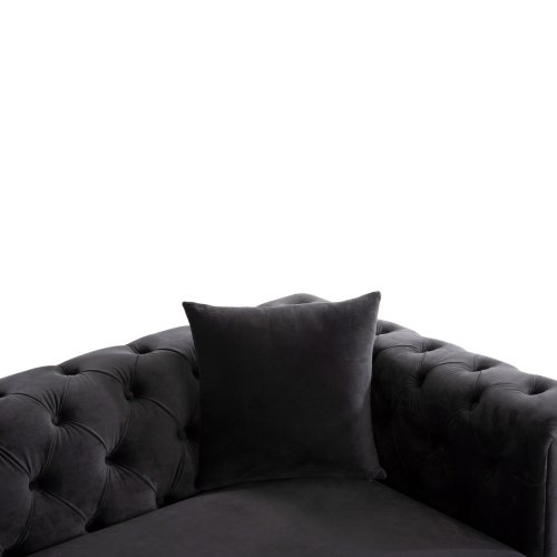 SOFA 3-SITZER t.CHESTERFIELD MOBAR SCHWARZ SAMT-METALLBEINE 212x87x68H cm