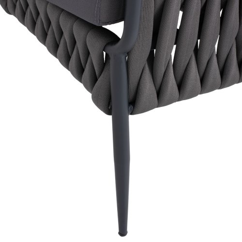 3-SITZ SOFA ANTHRAZIT-HELLGRAU MIT ALUMINIUMRAHMEN 188x76x95 cm