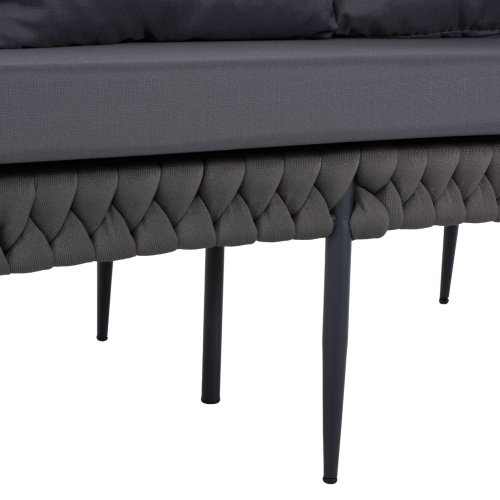 3-SITZ SOFA ANTHRAZIT-HELLGRAU MIT ALUMINIUMRAHMEN 188x76x95 cm