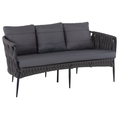 3-SITZ SOFA ANTHRAZIT-HELLGRAU MIT ALUMINIUMRAHMEN 188x76x95 cm