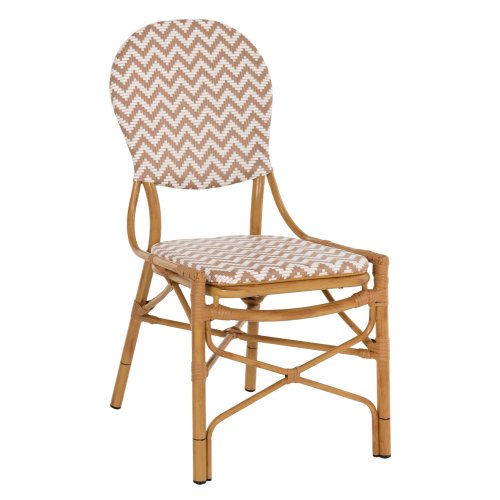 STUHL ALUMINIUM MIT TEXTLINE BEIGE-WEIß 46x56x95 cm