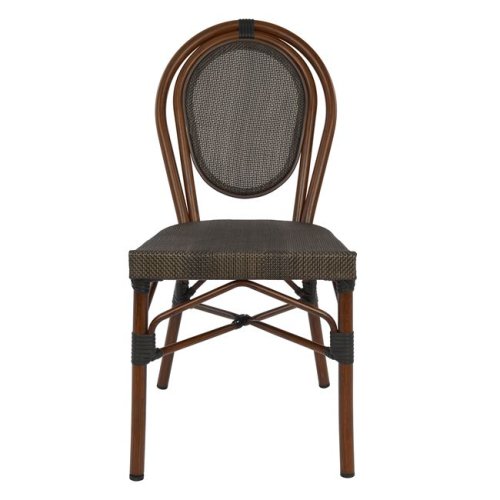 Aluminum chair with a bamboo look in brown