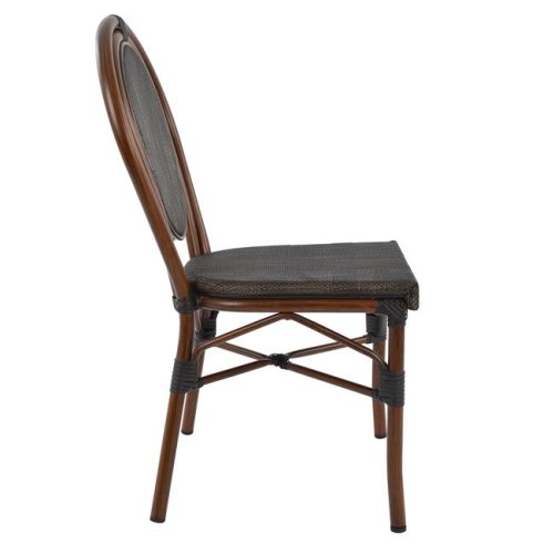 Aluminum chair with a bamboo look in brown