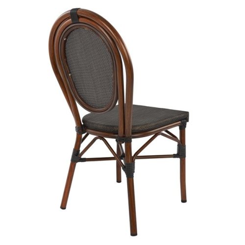 Aluminum chair with a bamboo look in brown