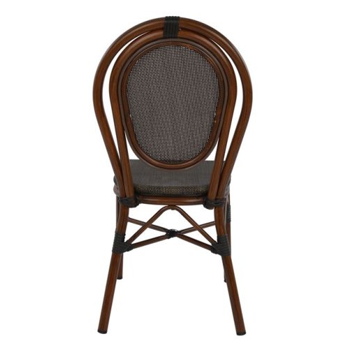 Aluminum chair with a bamboo look in brown