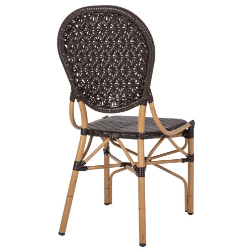 STUHL ALUMINIUM-BAMBUS-OPTIK UND PE-RATTAN IN BRAUN 47x58x95cm