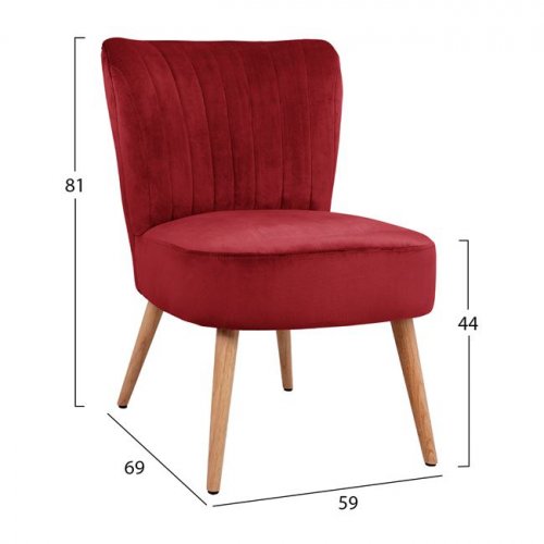 Carissa Stuhl aus Samt in Farbe Rot