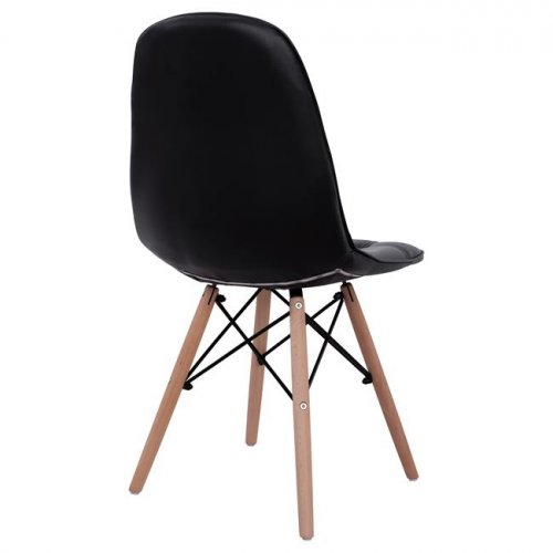 Design Stuhl COSY mit Massivholz Beinen und Kunstleder, in Schwarz