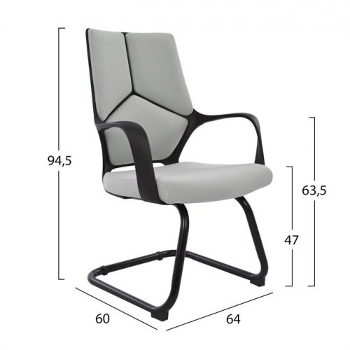 Office chair made from a perfect combination of black polypropylene and gray fabric