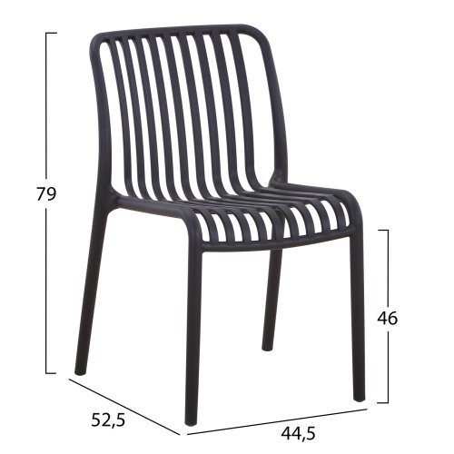 STUHL OUTDOOR CONVEE POLYPROPYLEN IN SCHWARZ 52,5x44,5x79Hcm