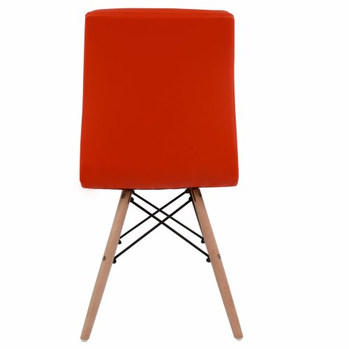 Design Stuhl ROSA mit Massivholz Beinen und Kunstleder, in Rot