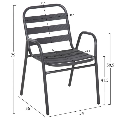 STUHL METALLRAHMEN-RÜCKENLEHNE & ALUMINIUM-SITZ-GRAU
