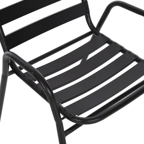 STUHL METALLGESTELL, SITZ UND RÜCKENLEHNE AUS ALUMINIUM, SCHWARZ, 54 x 56 x 79 Hcm