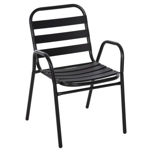 STUHL METALLGESTELL, SITZ UND RÜCKENLEHNE AUS ALUMINIUM, SCHWARZ, 54 x 56 x 79 Hcm