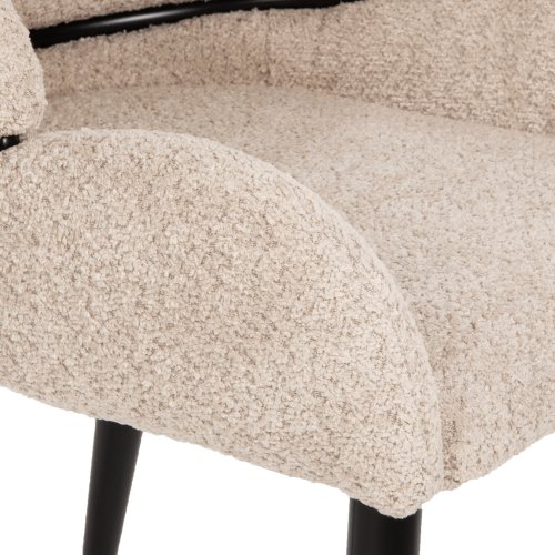 STUHL SARKY BOUCLE STOFF EKRU MIT METALLBEINEN 55x62x89cm