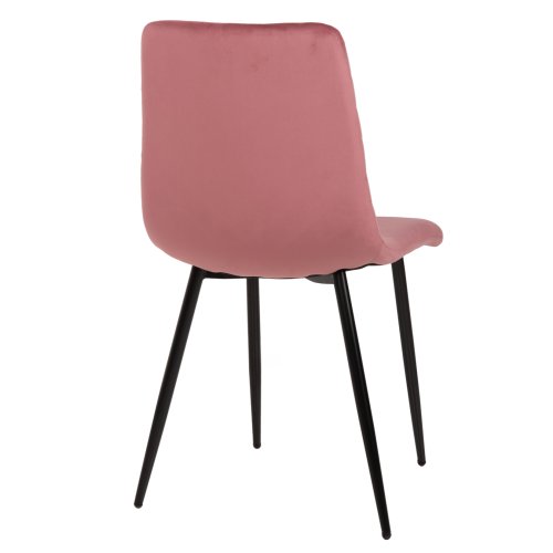 STUHL LATRELL AUS ROSE SAMT MIT SCHWARZEN METALLBEINEN 43x54x88cm