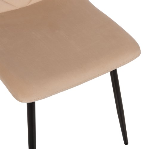 STUHL LATRELL AUS BEIGEM SAMT MIT SCHWARZEN METALLBEINEN 43x54x88cm