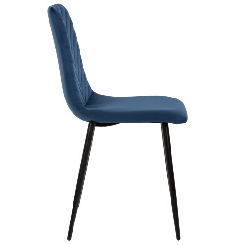 STUHL LATRELL AUS BLAU SAMT MIT SCHWARZEN METALLBEINEN 43x54x88cm