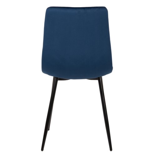 STUHL LATRELL AUS BLAU SAMT MIT SCHWARZEN METALLBEINEN 43x54x88cm