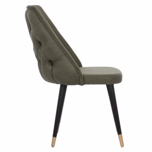 "AGUSTIN" CHAIR MADE OF SUEDE GREEN FABRIC WITH WOODEN FEET 50x66x92 cm