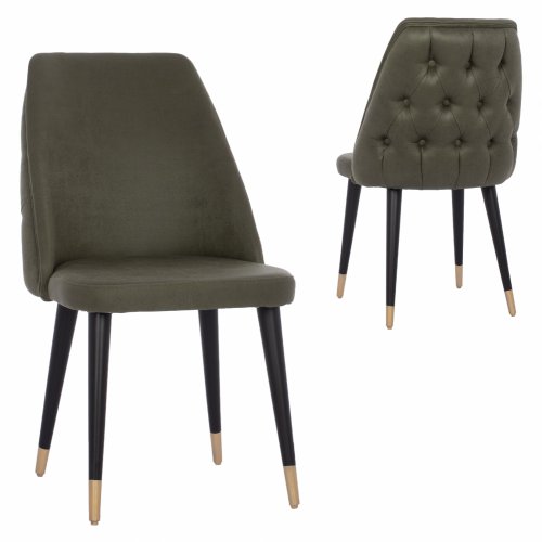 "AGUSTIN" CHAIR MADE OF SUEDE GREEN FABRIC WITH WOODEN FEET 50x66x92 cm
