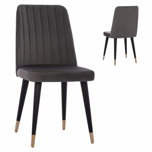 CHAIR MARISOL MADE OF GREY VELVET WITH WOODEN FEET 47x57x91 cm