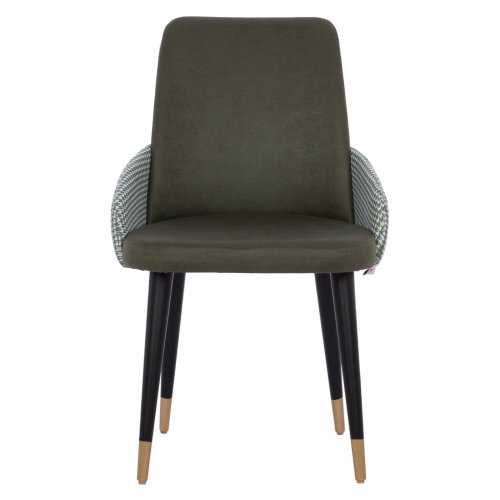 CHAIR MARIPOSA MADE OF GREEN NUBUK FABRIC WITH WOODEN FEET 57x59x90 cm